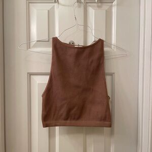 Cotton on ribbed cropped tank top brown / tan / nude size M/L